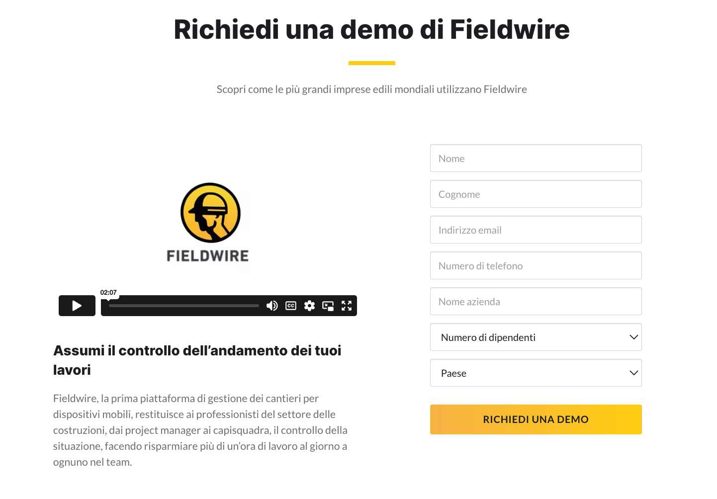 Come richiedere una Demo di Fieldwire Help Center