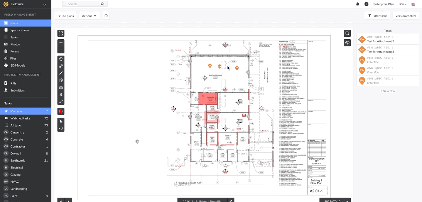 Right click on tasks, plans, markups aug 31 2023.gif