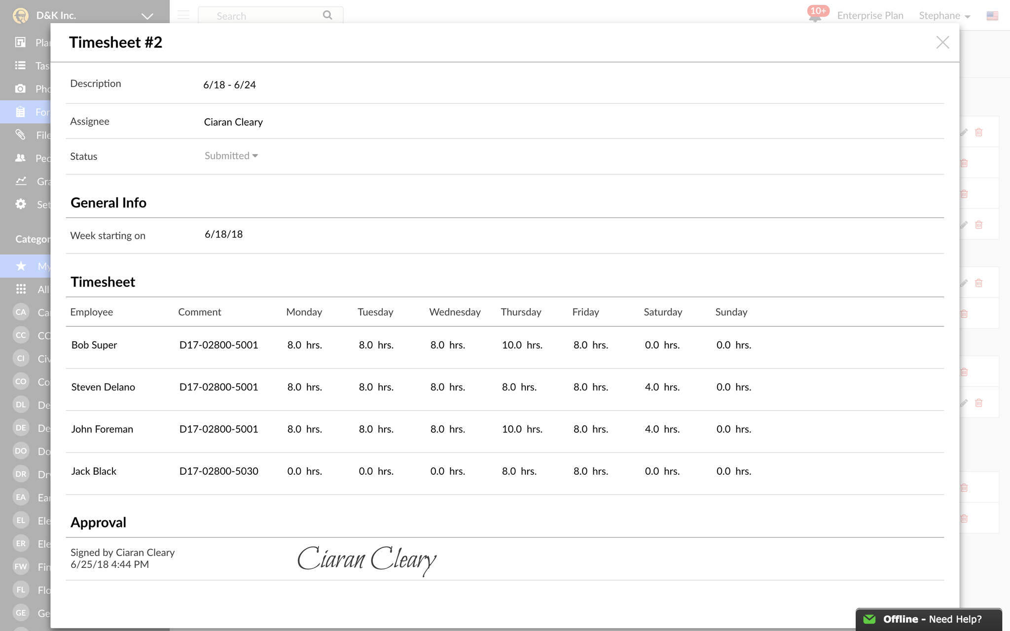 Tempus Unlimited Printable Timesheet