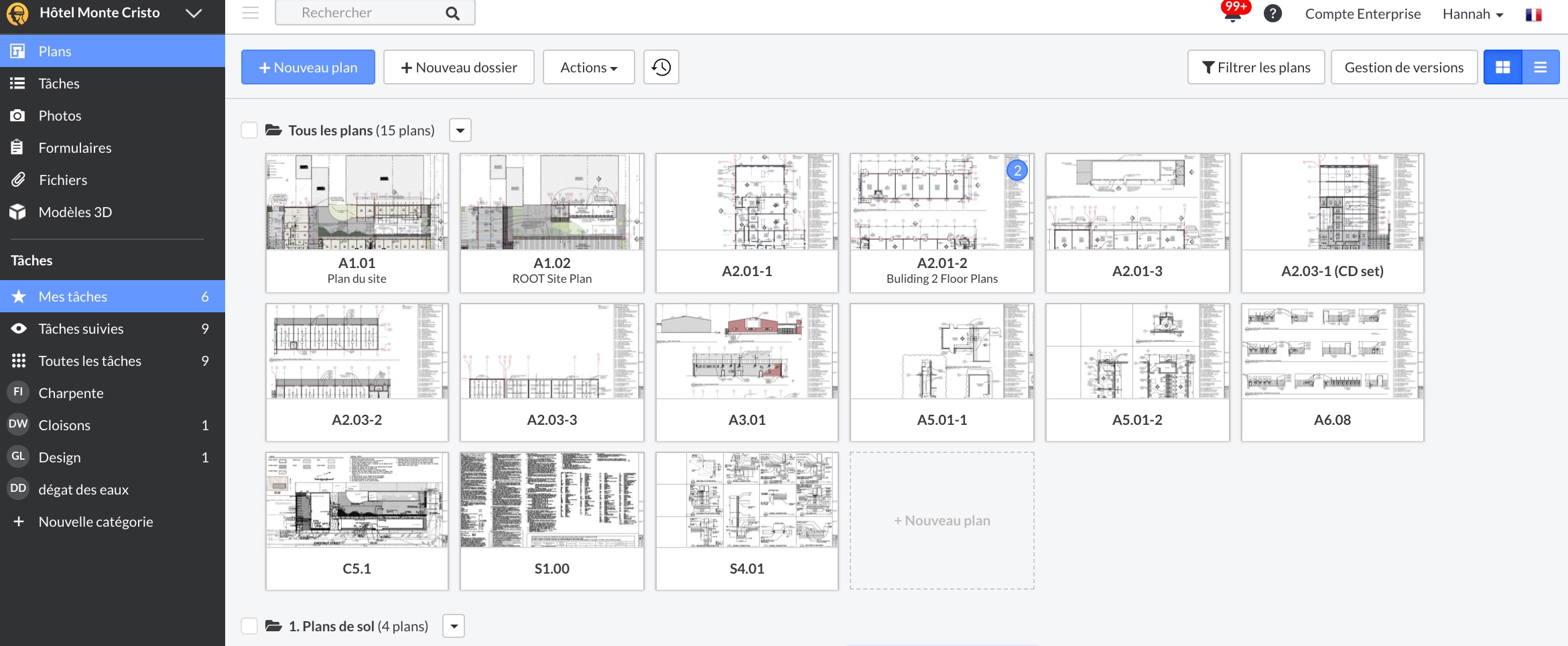 BIM 360 Aide, Dossiers Plans et Fichiers de projet