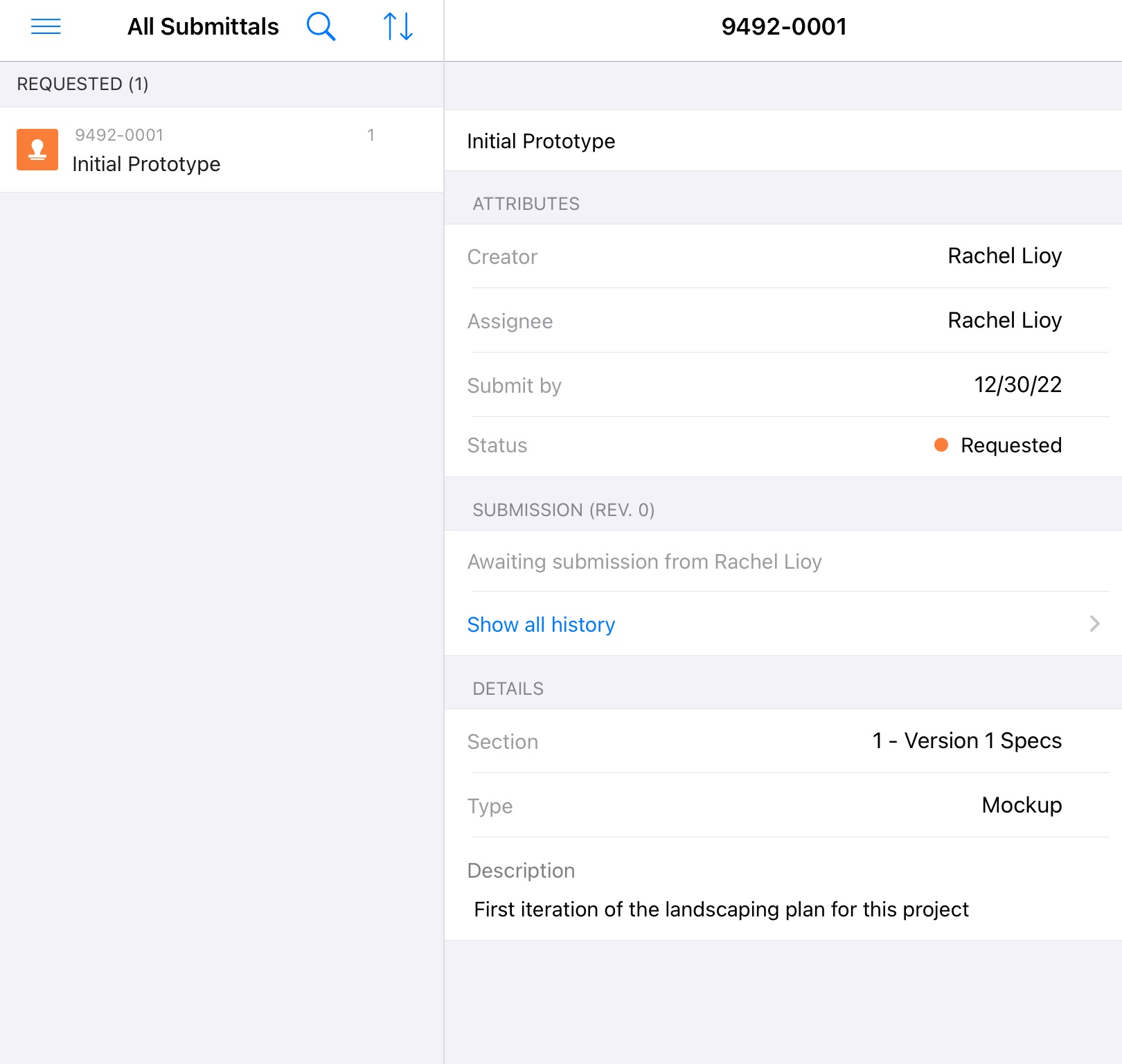 Submittal history on iOS